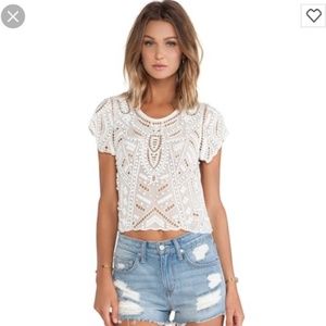 Lovers + Friends Daycation Beaded Crop Top, Small